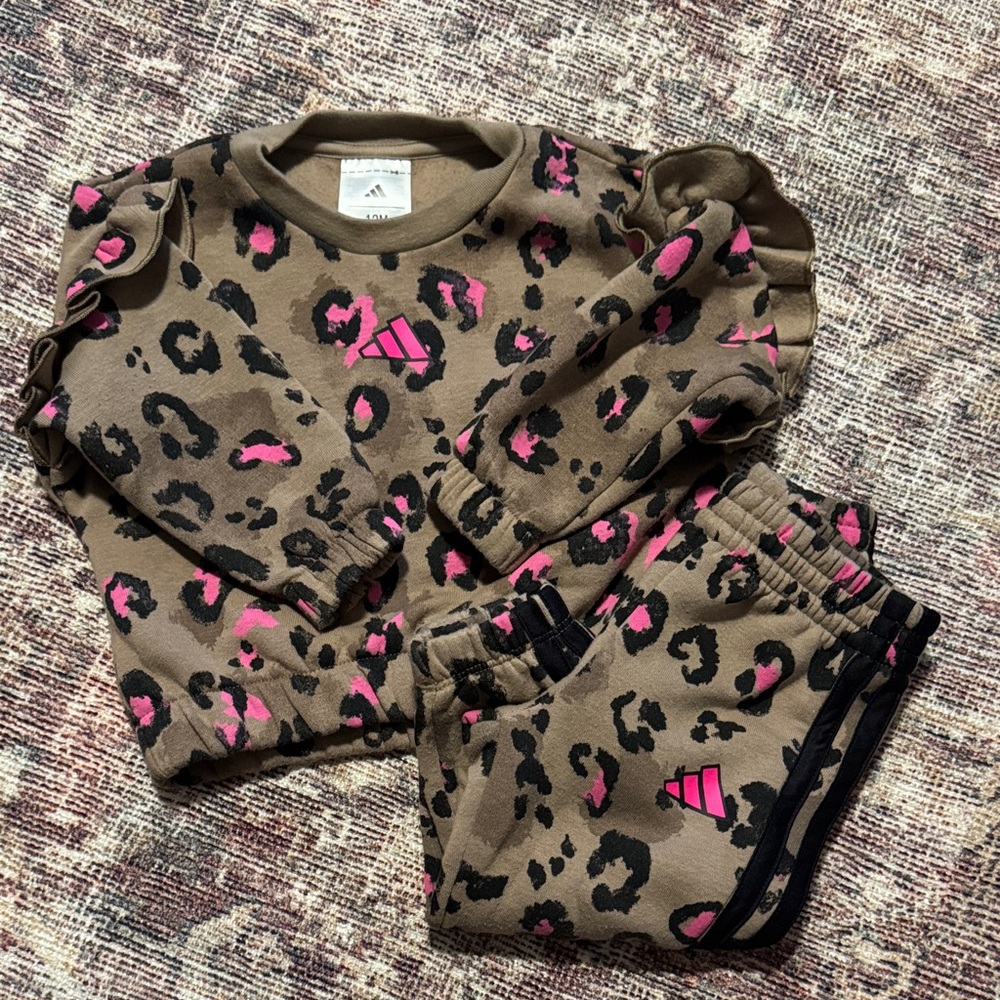 Adidas Pink and Brown Leopard Print Set